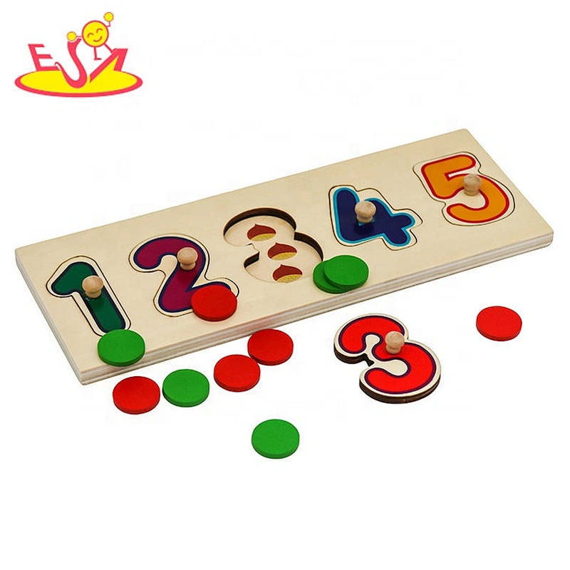 2021 Customize educational wooden number matching puzzle for toddlers W14B138