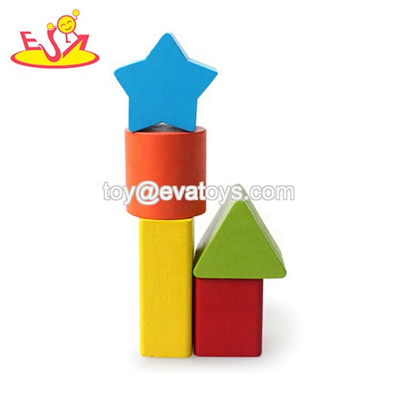 2021Customize colored wooden stacking blocks game for baby W13D217B