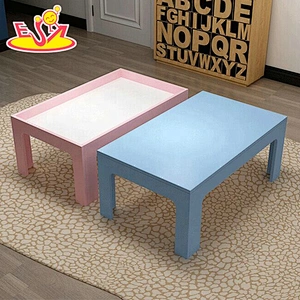 Customize 2 in 1 pink wooden block table for toddlers W08G289A