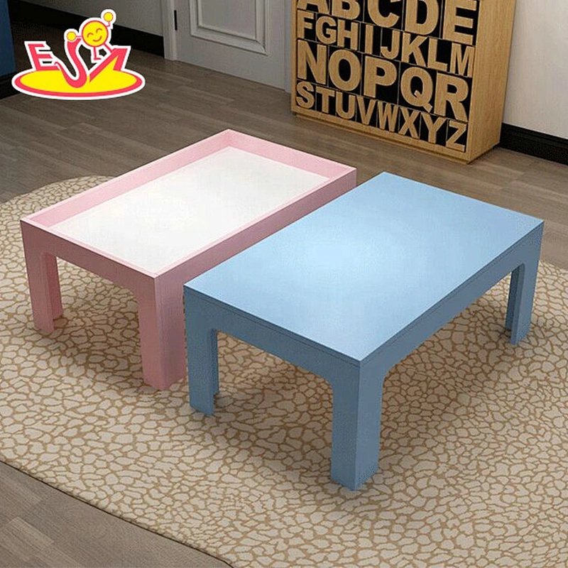 Customize 2 in 1 pink wooden block table for toddlers W08G289A