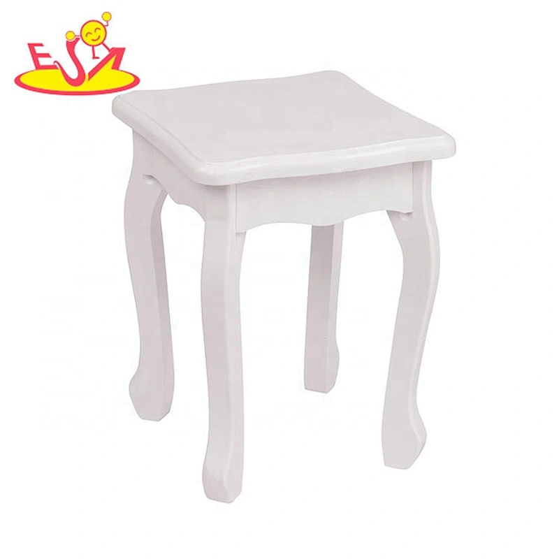 2020 New released white wooden girls vanity table with mirror and stool W08H127B