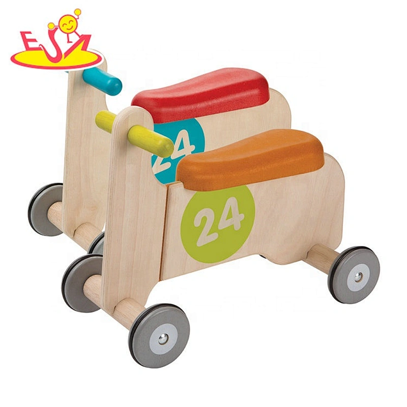 2021 Wholesale toddler preschool wooden kids push walker with 4 wheel W16B011A