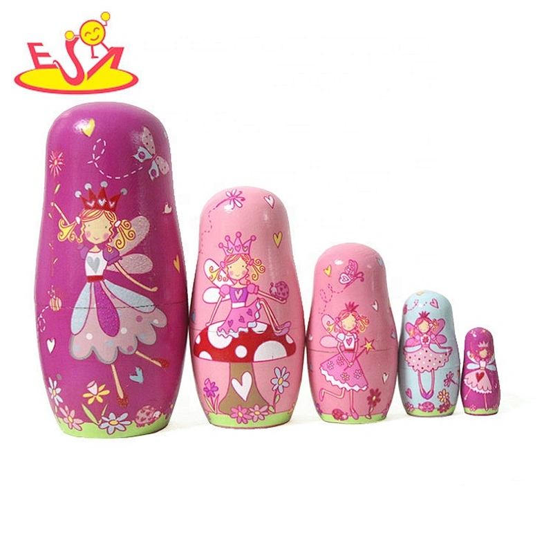 2020 Hand painted 5 in 1 wooden russian doll inside a doll for children W06D140