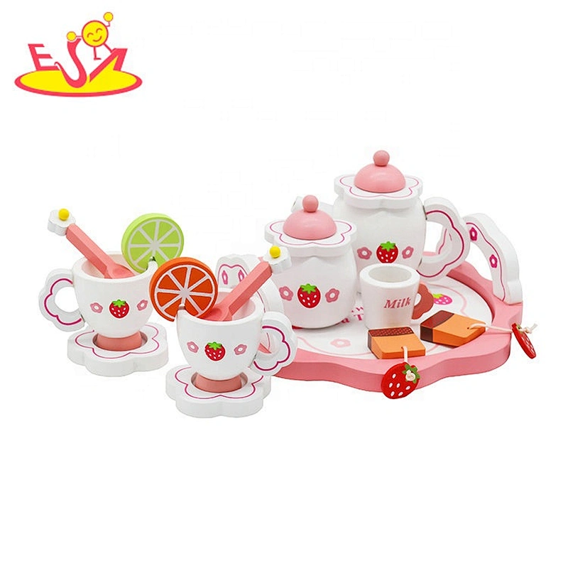 2021 New arrival pretend play toys wooden kids tea party set for sale W10B301