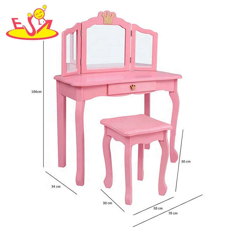 On sale girls blue wooden vanity dressing table with mirror W08H126C
