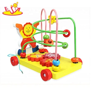 High quality colored wooden bead maze toy for baby W12A043