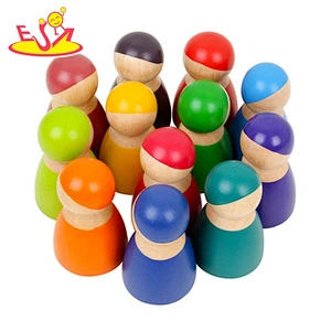 2020 new arrival 12pcs colorful wooden dolls for toddlers W06D131