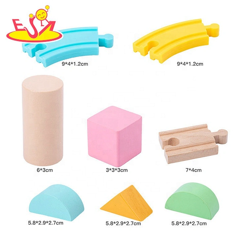 Customize educational wooden railway train set toy for kids W04C197