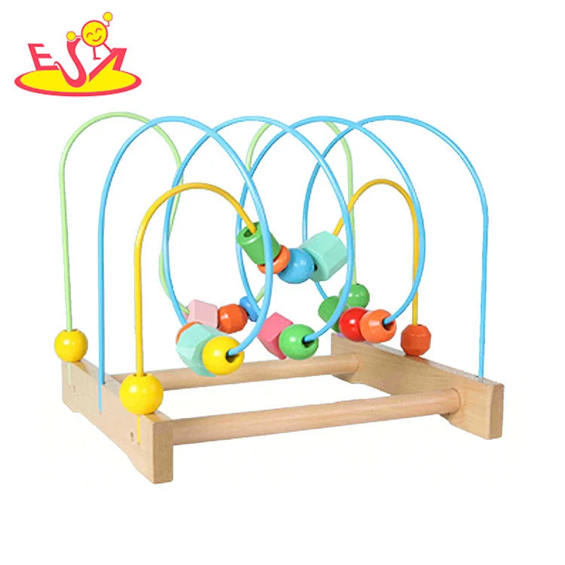 Customize colored wooden bead maze toy for kids  W11B258