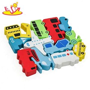 2021 Hot selling car shape wooden block puzzle for children W14A250