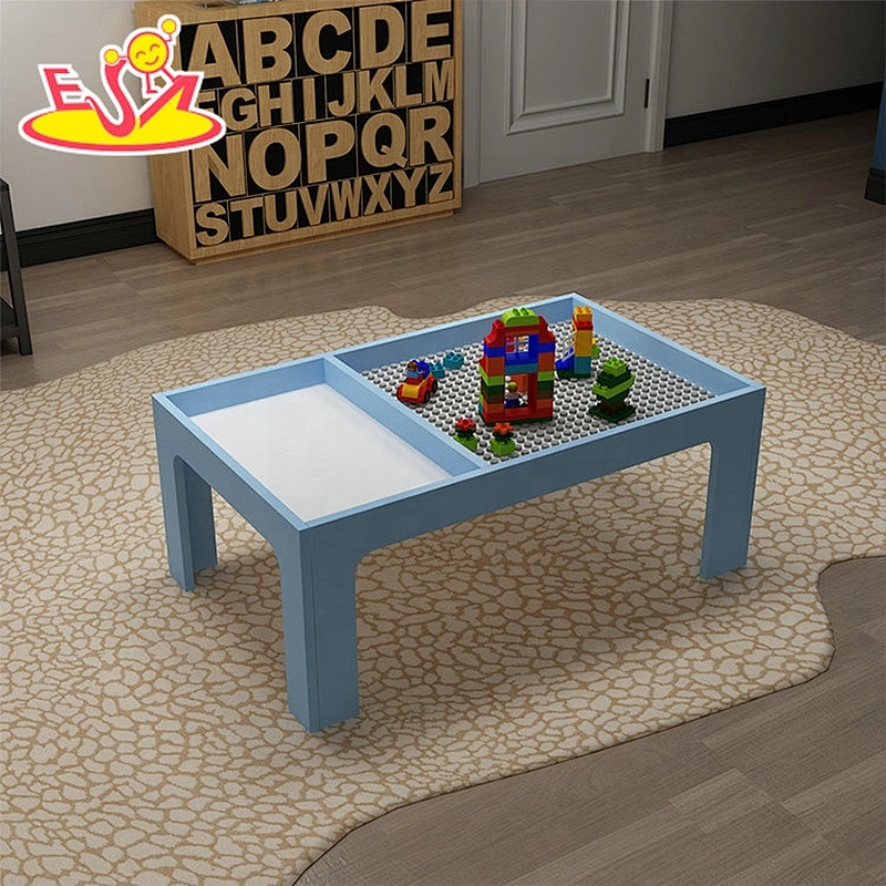 high quality preschool kids wooden 2 in 1 activity table for building blocks W08G288B