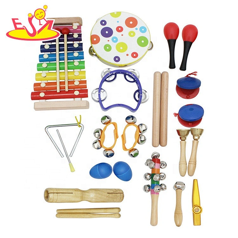 wholesale musical 22PCS wooden toy drum set for kids W07A166