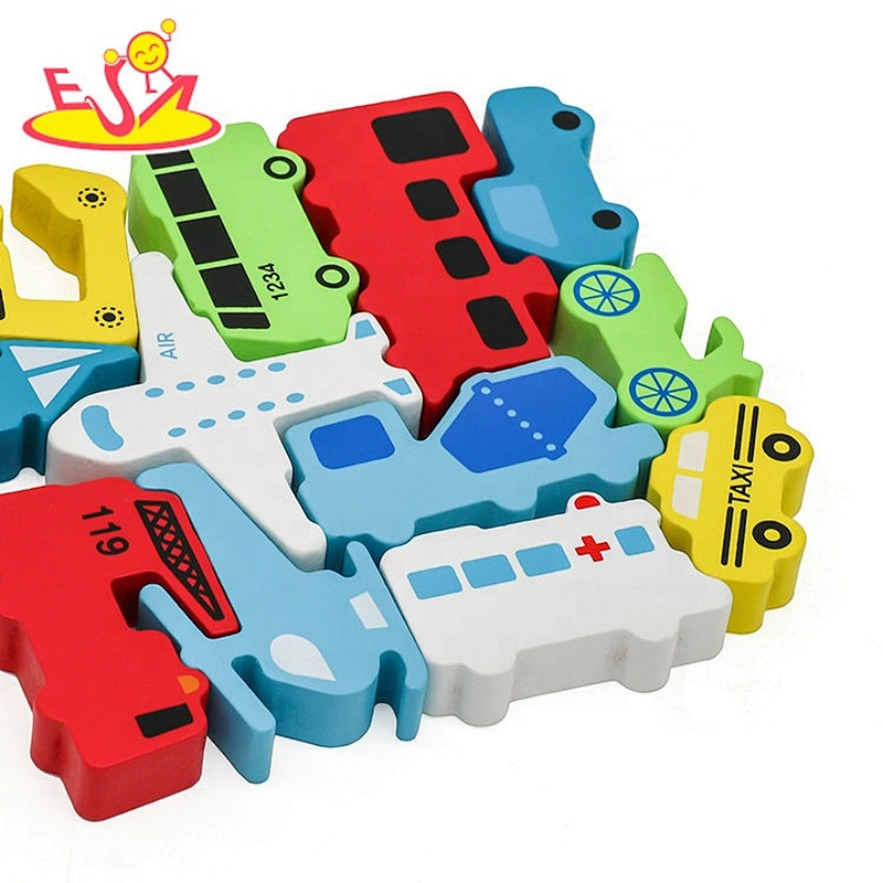 2021 Hot selling car shape wooden block puzzle for children W14A250