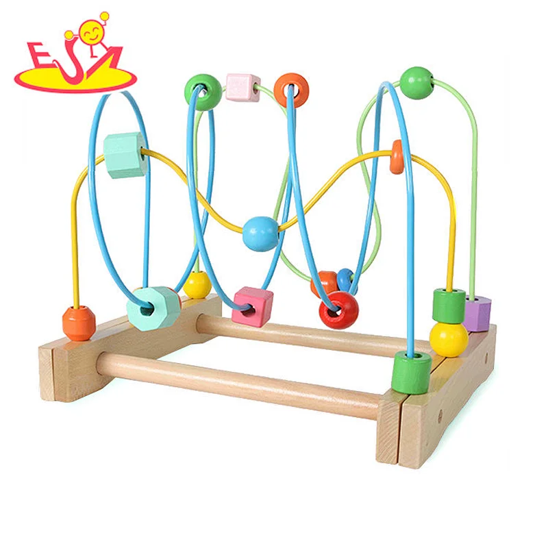 Customize colored wooden bead maze toy for kids  W11B258