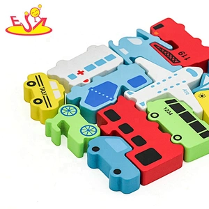 2021 Hot selling car shape wooden block puzzle for children W14A250