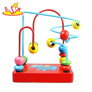 Customize colored wooden bead maze toy for baby W11B257
