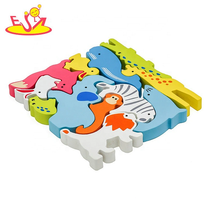 2021 Hot selling animal shape wooden block puzzle game for kids W14A253