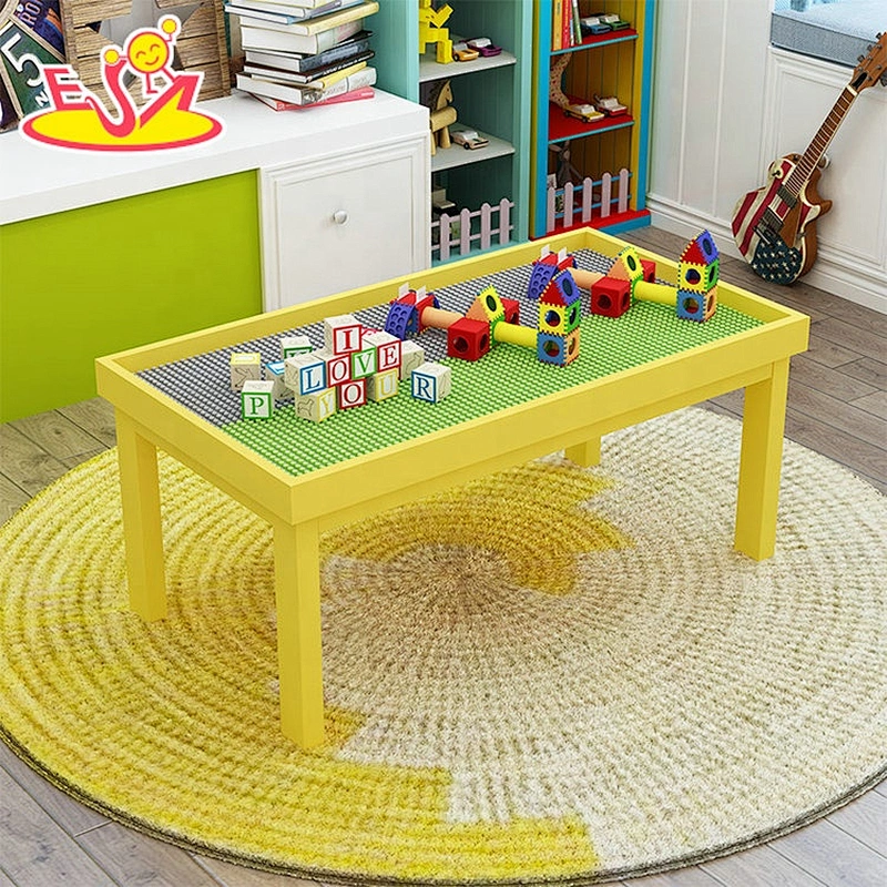 high quality preschool kids wooden 2 in 1 activity table for building blocks W08G288B