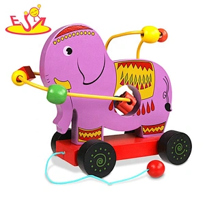 New arrival preschool wooden pull cow toys for toddlers W05C136