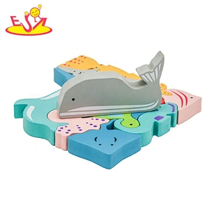 2021 Customize educational wooden animal block puzzle for children W14A252