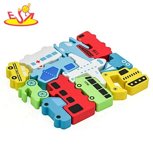 2021 Hot selling car shape wooden block puzzle for children W14A250