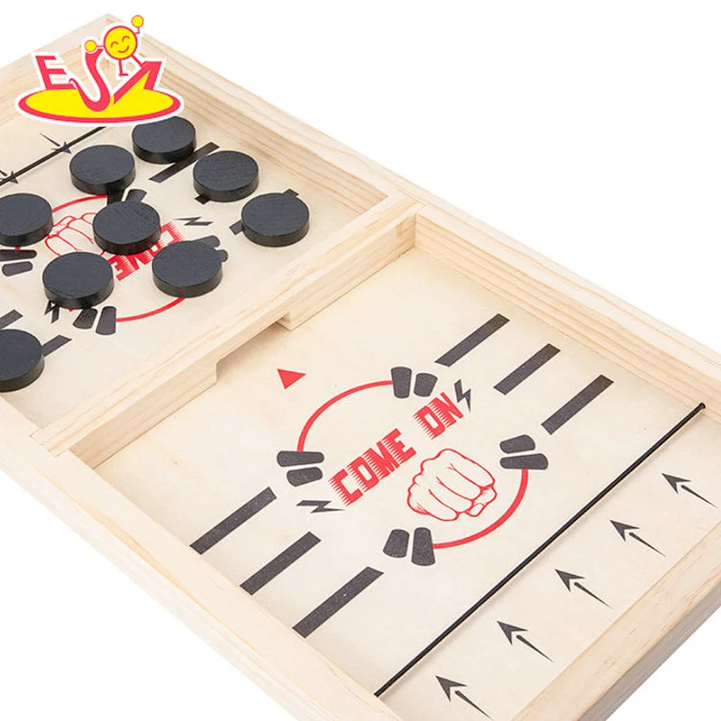 high quality 2 in 1 wooden sling puck game for children W11A119