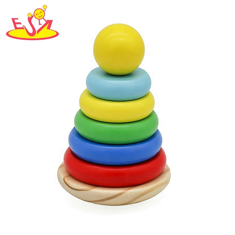 2020 Customize colored wooden stacking tower toy for baby W13D253