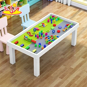 high quality kids pink wooden activity table with storage drawers W08G289B