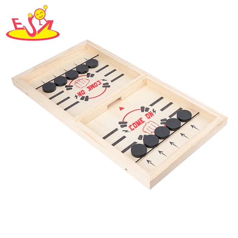 high quality 2 in 1 wooden sling puck game for children W11A119