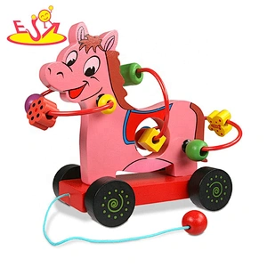 New arrival preschool wooden pull cow toys for toddlers W05C136