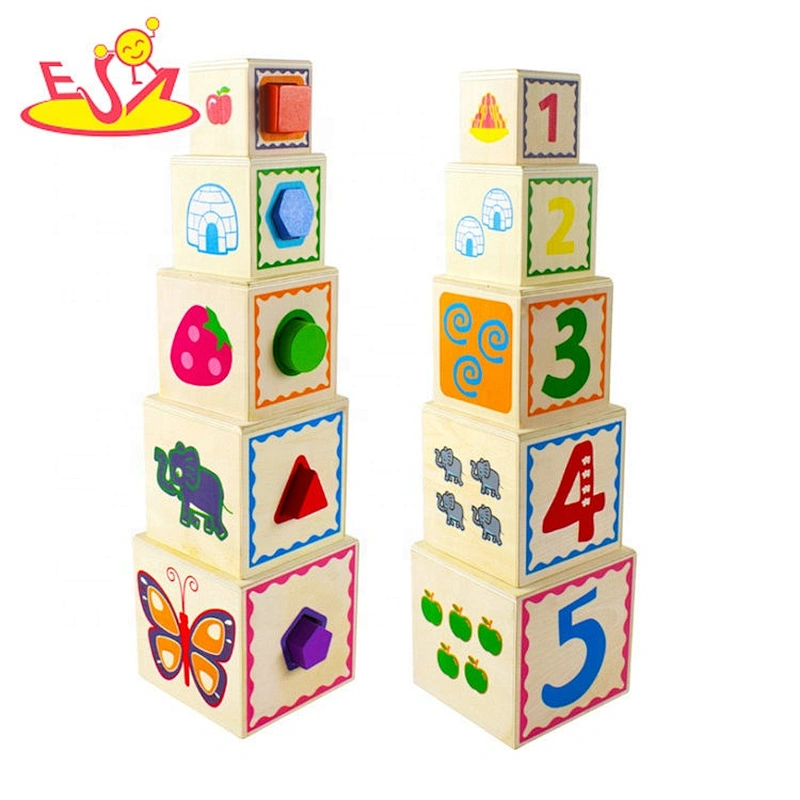 Customize educational wooden children stacking cups for wholesale W13D258