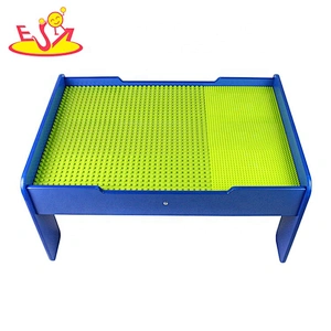 Customize 2 in 1 wooden big block table toy with storage W08G297B