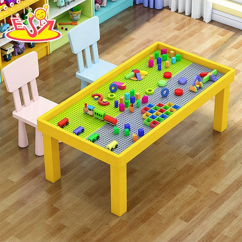 high quality kids pink wooden activity table with storage drawers W08G289B
