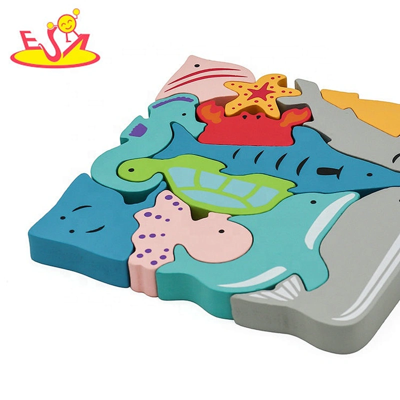 2021 Customize educational wooden animal block puzzle for children W14A252