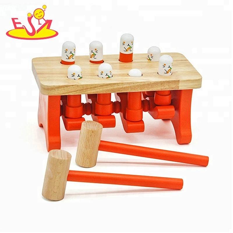 Customize whack a mole toy wooden pounding bench toy for babys W11G042