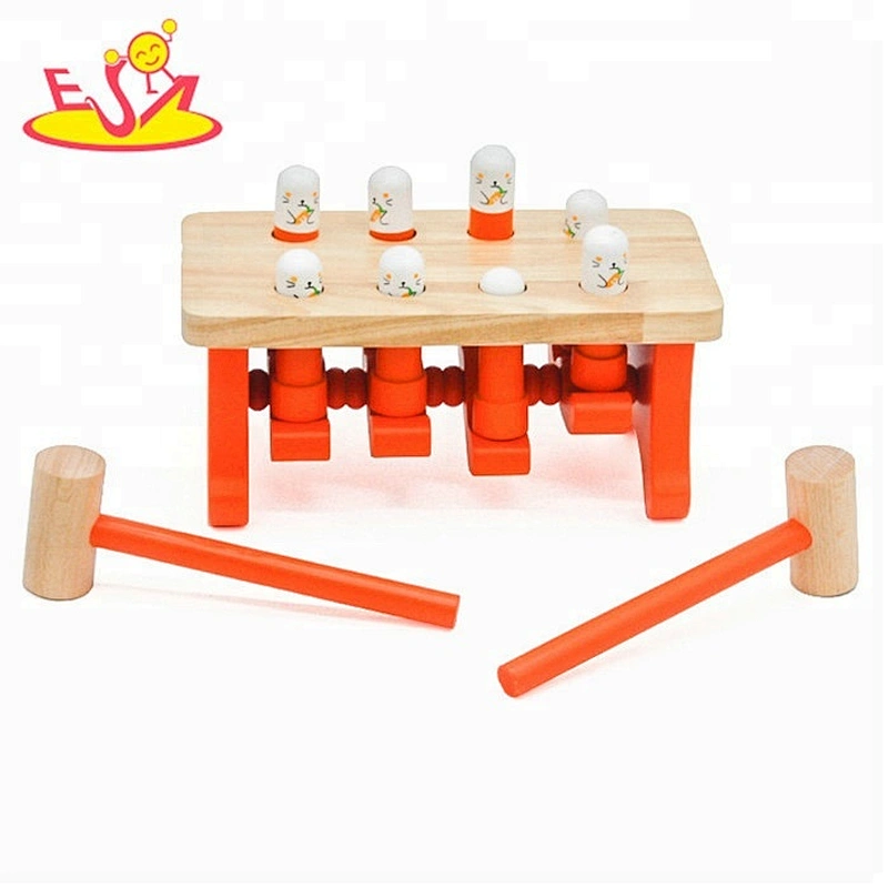 Customize whack a mole toy wooden pounding bench toy for babys W11G042