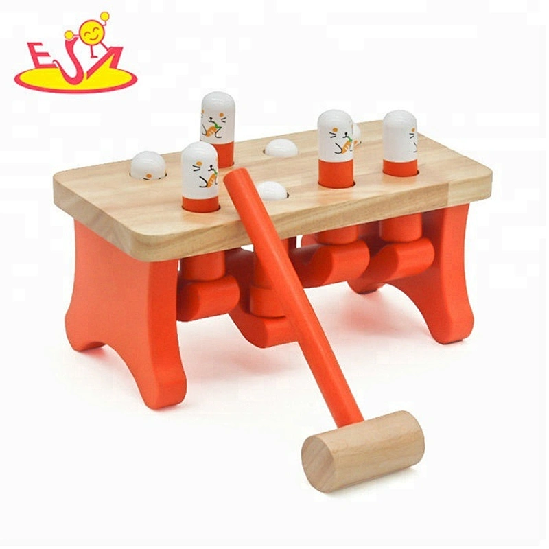 Customize whack a mole toy wooden pounding bench toy for babys W11G042