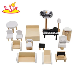 2020 Top sale kids dollhouse wooden doll house with led light W06A413