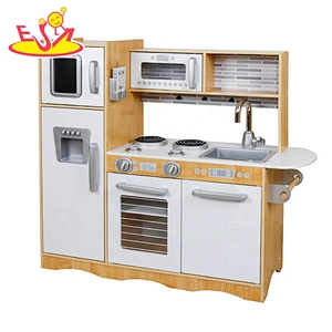 2020 Top sale white kids play wooden toy kitchen sets with refrigerator W10C543
