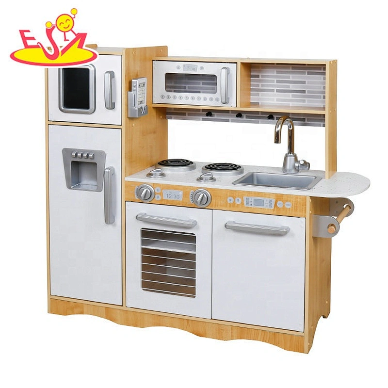 2020 Top sale white kids play wooden toy kitchen sets with refrigerator W10C543