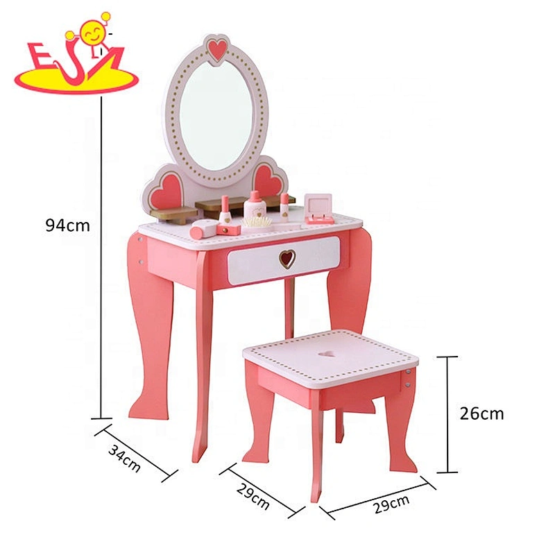 Ready to ship pink wooden small dressing table for girls W08H102