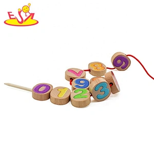 Wholesale multi-function animal blocks puzzle wooden threading toy for toddlers W11E158
