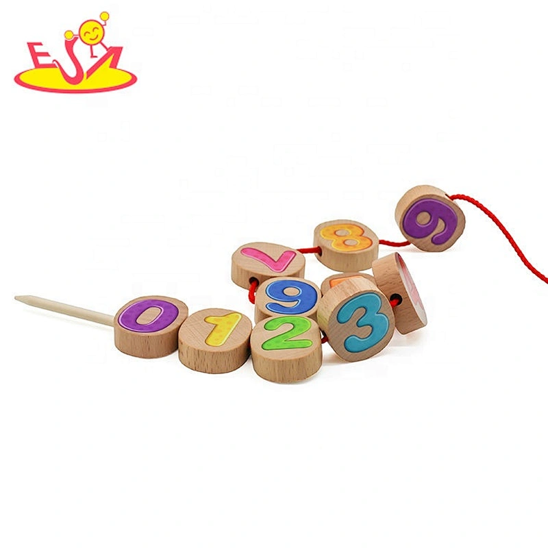 Wholesale multi-function animal blocks puzzle wooden threading toy for toddlers W11E158