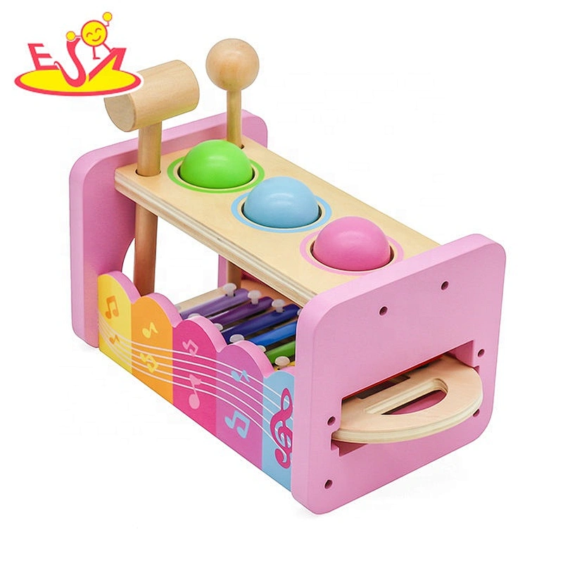 Customize educational wooden xylophone and hammer toy for kids W07C091