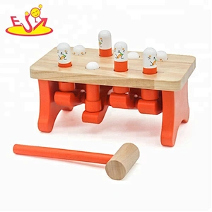 Customize whack a mole toy wooden pounding bench toy for babys W11G042