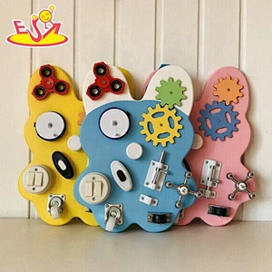 2021 Top sale DIY bear wooden busy board for kids W12D250