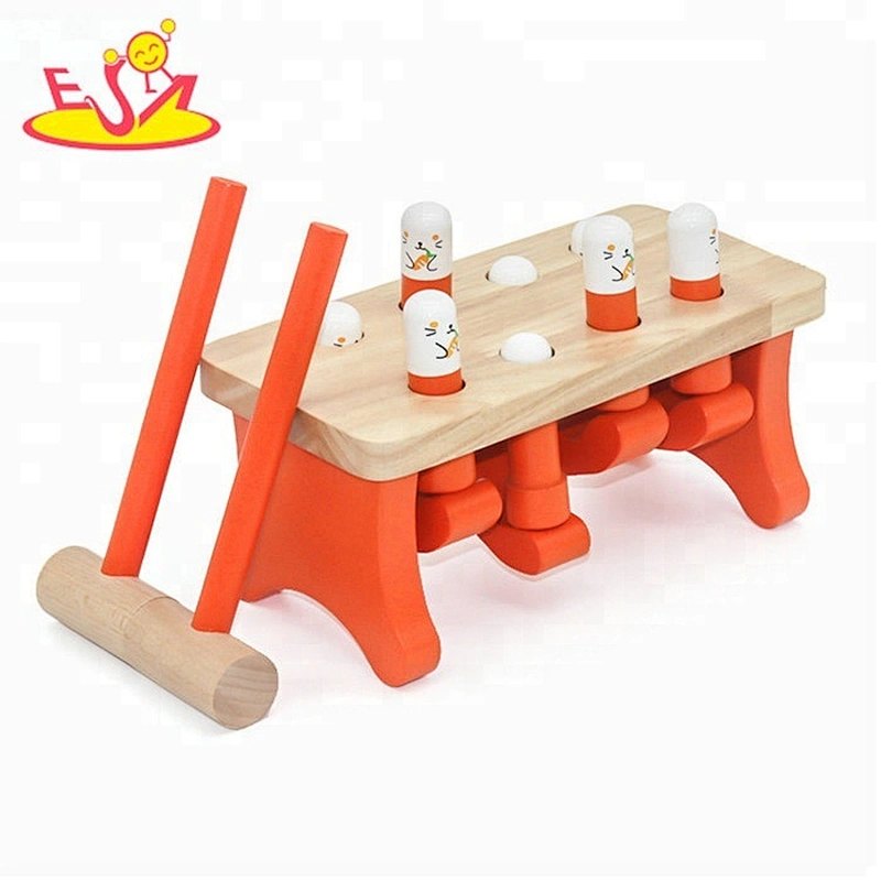 Customize whack a mole toy wooden pounding bench toy for babys W11G042