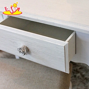 Modern white wooden Mirrored dressing table for children bedroom W08H012
