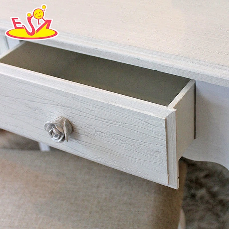 Modern white wooden Mirrored dressing table for children bedroom W08H012