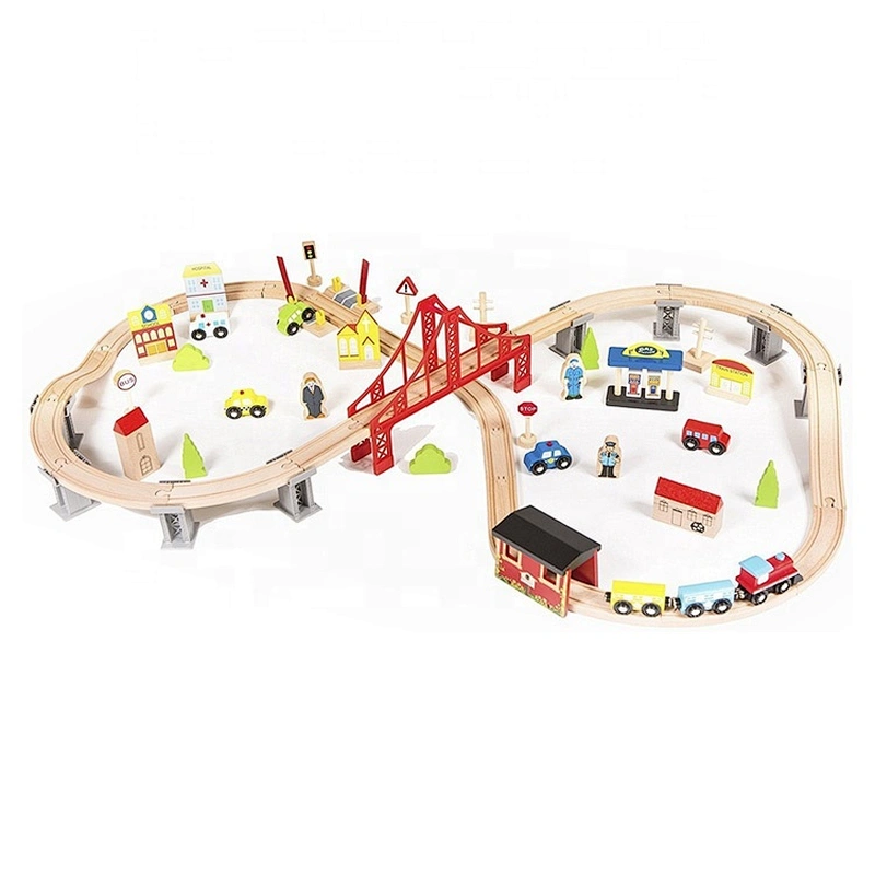 wholesale most popular 70 pcs children wooden train track toy for sale W04C073